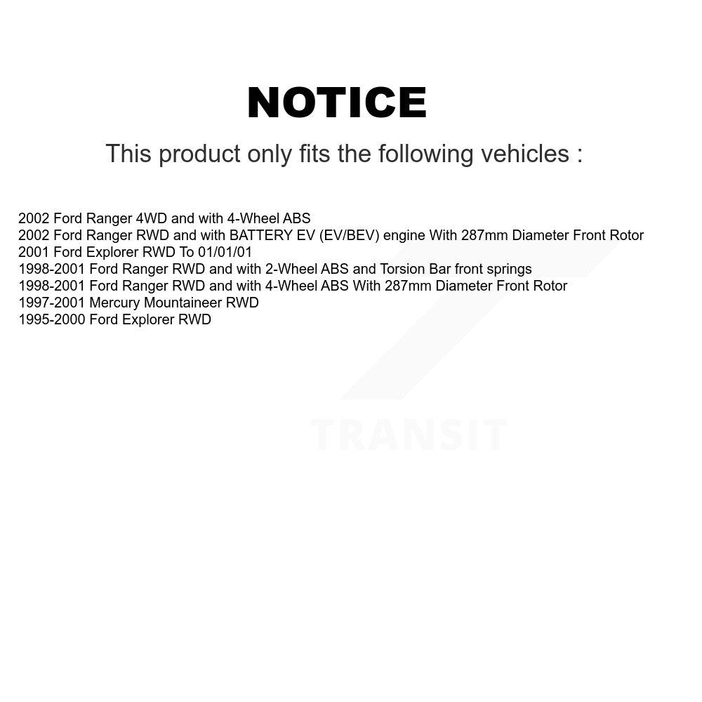 Kit de plaquettes et disques de frein semi-métalliques avant et arrière, pour Ford Ranger Explorer Mercur