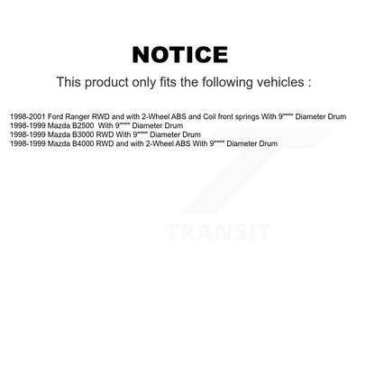Rotors de frein avant et arrière, Kit de plaquettes et tambour semi-métalliques (7 pièces) pour Ford Ranger Mazd