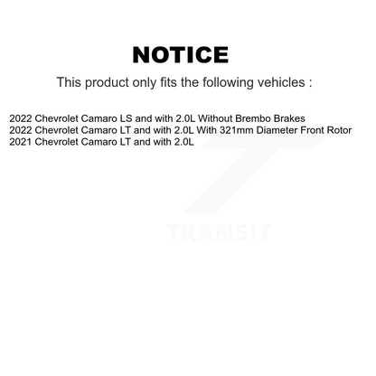 Kit de plaquettes en céramique et de rotors de frein à disque avant et arrière, pour Chevrolet Camaro