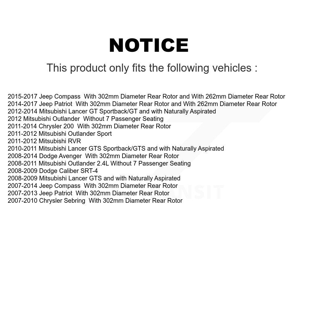 Kit de chaussures de stationnement avec plaquettes en céramique, Rotors à disque arrière, pour Jeep Mitsubishi Patriot 200