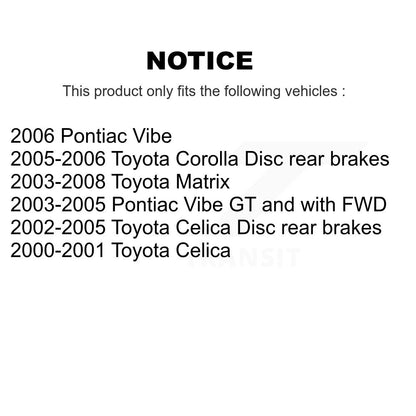 Kit de chaussures de stationnement à plaquettes semi-métalliques, Rotors à disque arrière, pour Toyota Matrix Corolla