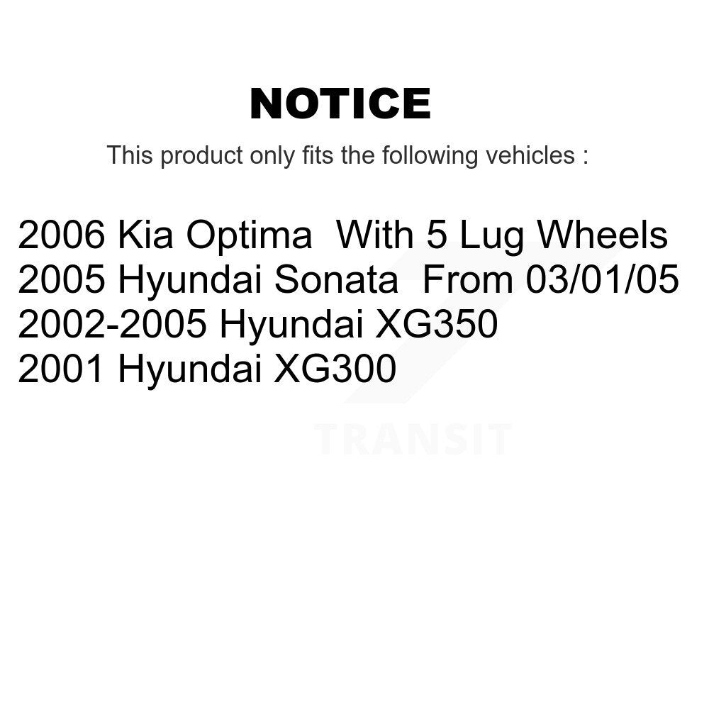 Kit de quincaillerie pour chaussures de stationnement, Rotors à disque arrière, tampons en céramique, pour Hyundai Sonata Kia