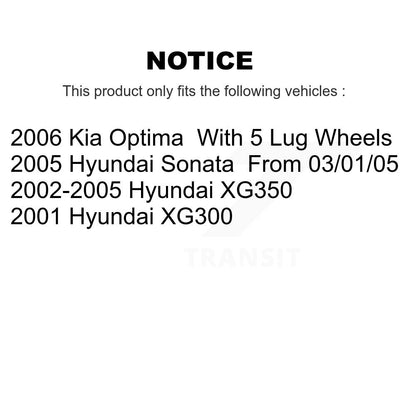 Kit de quincaillerie pour chaussures de stationnement, Rotors à disque arrière, tampons en céramique, pour Hyundai Sonata Kia