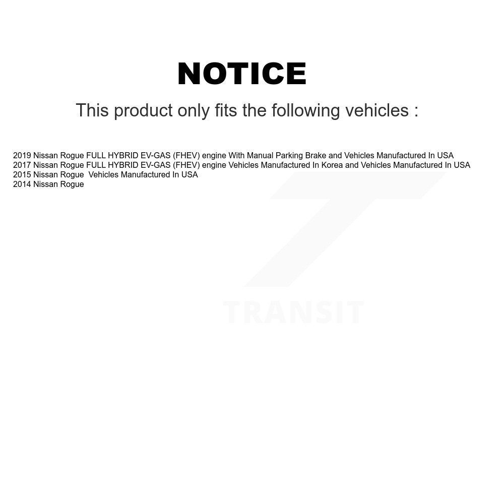 Kit de quincaillerie pour chaussures de frein de stationnement, Rotors à disque arrière, plaquettes en céramique, pour Nissan Rogue
