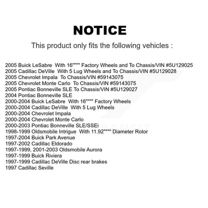 Rotors de frein avant et Kit de plaquettes en céramique pour Chevrolet Impala Buick LeSabre Cadilla