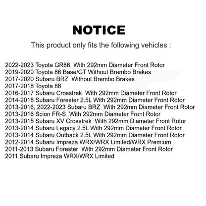Kit de rotor de frein avant et de plaquettes en céramique pour Subaru Forester Impreza XV Crosstrek BR