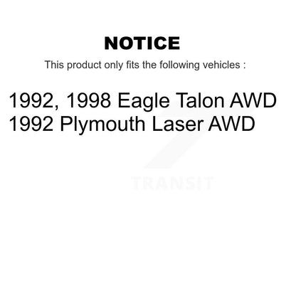 Kit de rotors de frein à disque avant et plaquettes en céramique pour Eagle Talon Plymouth Laser AWD