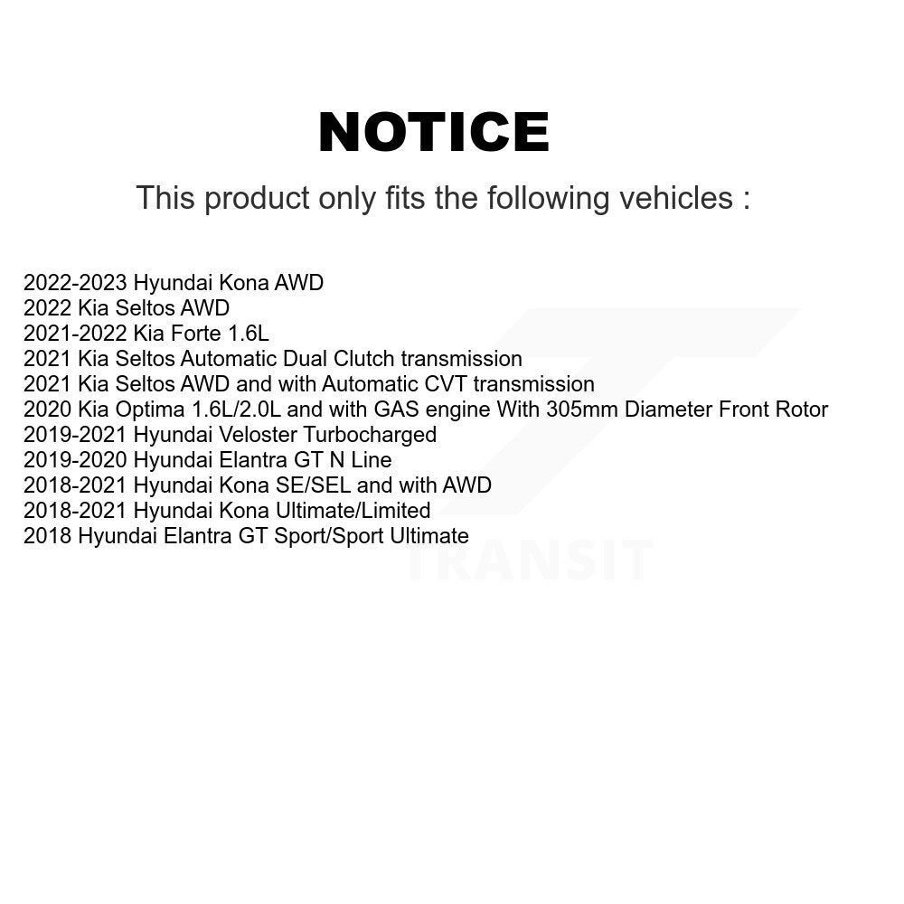 Kit de Rotor de frein avant et de plaquettes en céramique, pour Hyundai Kona Kia Seltos Forte Elantra G