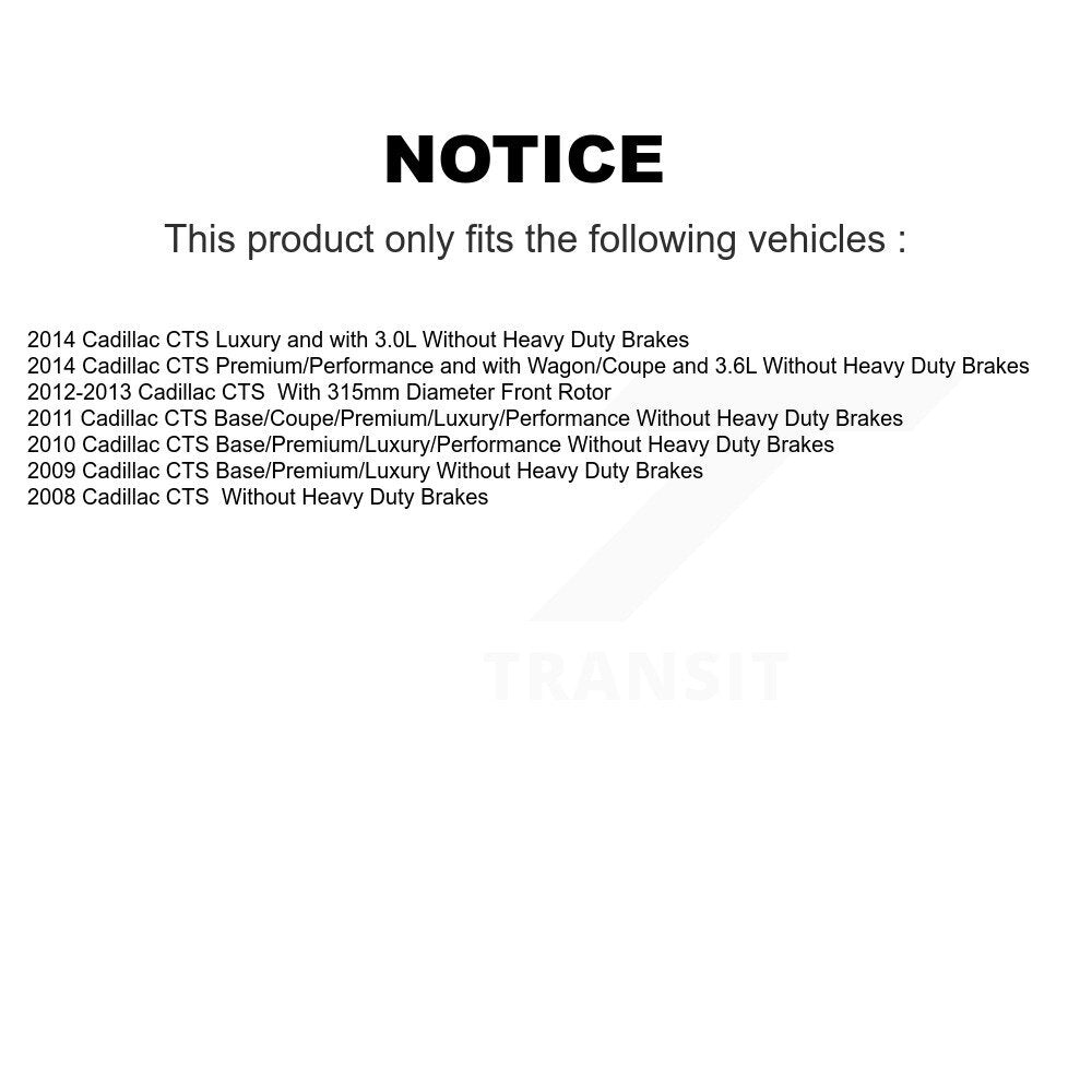 Kit de disques de frein à disque avant et plaquettes en céramique pour Cadillac CTS K8C-100411