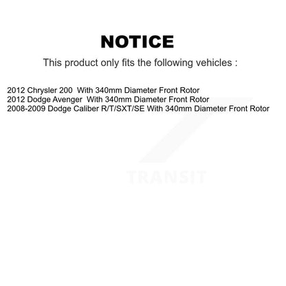 Rotors de frein à disque avant et Kit de plaquettes en céramique pour Dodge Caliber Chrysler 200 Avenge