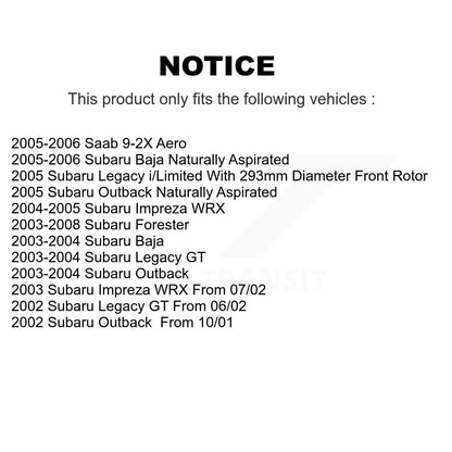 Kit de rotor de frein avant et de plaquettes en céramique pour Subaru Forester Impreza Outback Legac