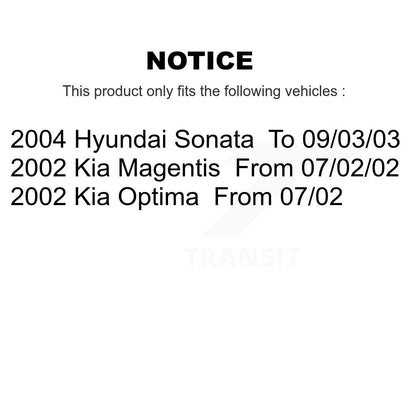 Kit de rotors de frein avant et arrière et plaquettes en céramique, pour Hyundai Sonata Kia Optima Magenti