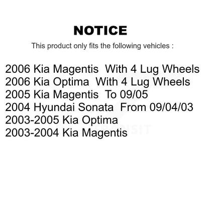 Kit de rotors de frein avant et arrière et plaquettes en céramique, pour Hyundai Sonata Kia Optima Magenti