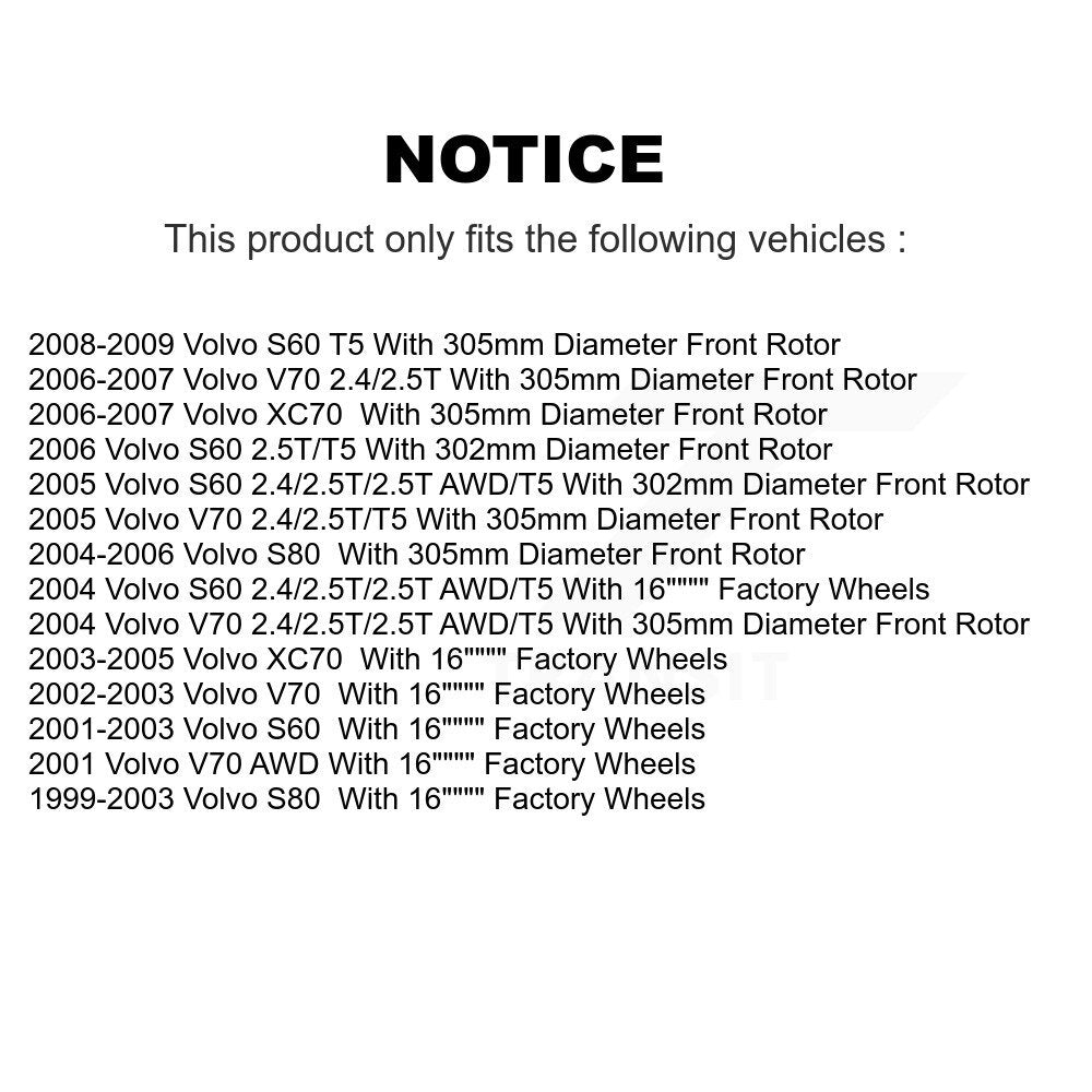 Kit de rotors de frein à disque avant et arrière et plaquettes en céramique, pour Volvo S60 XC70 V70 S80