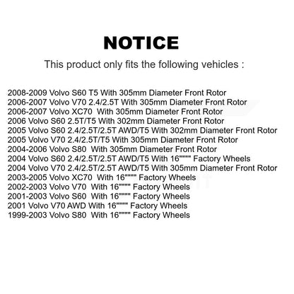 Kit de rotors de frein à disque avant et arrière et plaquettes en céramique, pour Volvo S60 XC70 V70 S80