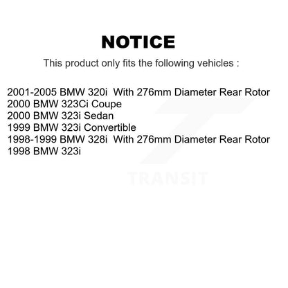 Kit de rotors de frein à disque arrière et plaquettes en céramique pour BMW 320i 323i 328i 323Ci
