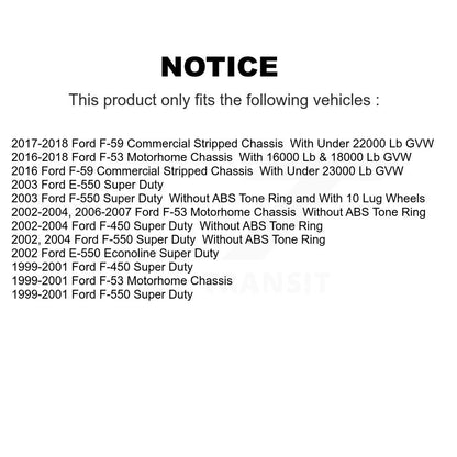 Kit de rotor de frein arrière et de plaquettes en céramique, pour châssis de camping-car Ford F-53 E-550 Supe