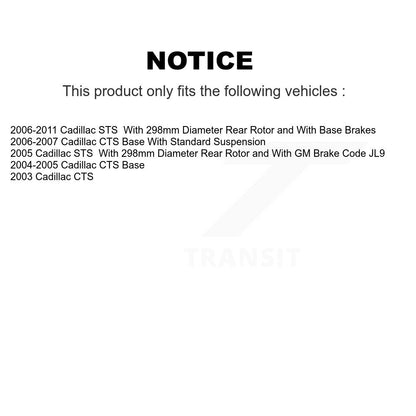 Kit de disques de frein à disque arrière et plaquettes en céramique pour Cadillac CTS STS K8C-101722
