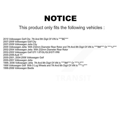 Kit de rotor de frein arrière et de plaquettes en céramique, pour Volkswagen Jetta Golf City Beetle Audi T