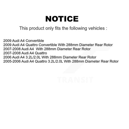 Kit de disques de frein à disque arrière et plaquettes en céramique pour Audi A4 Quattro K8C-101748