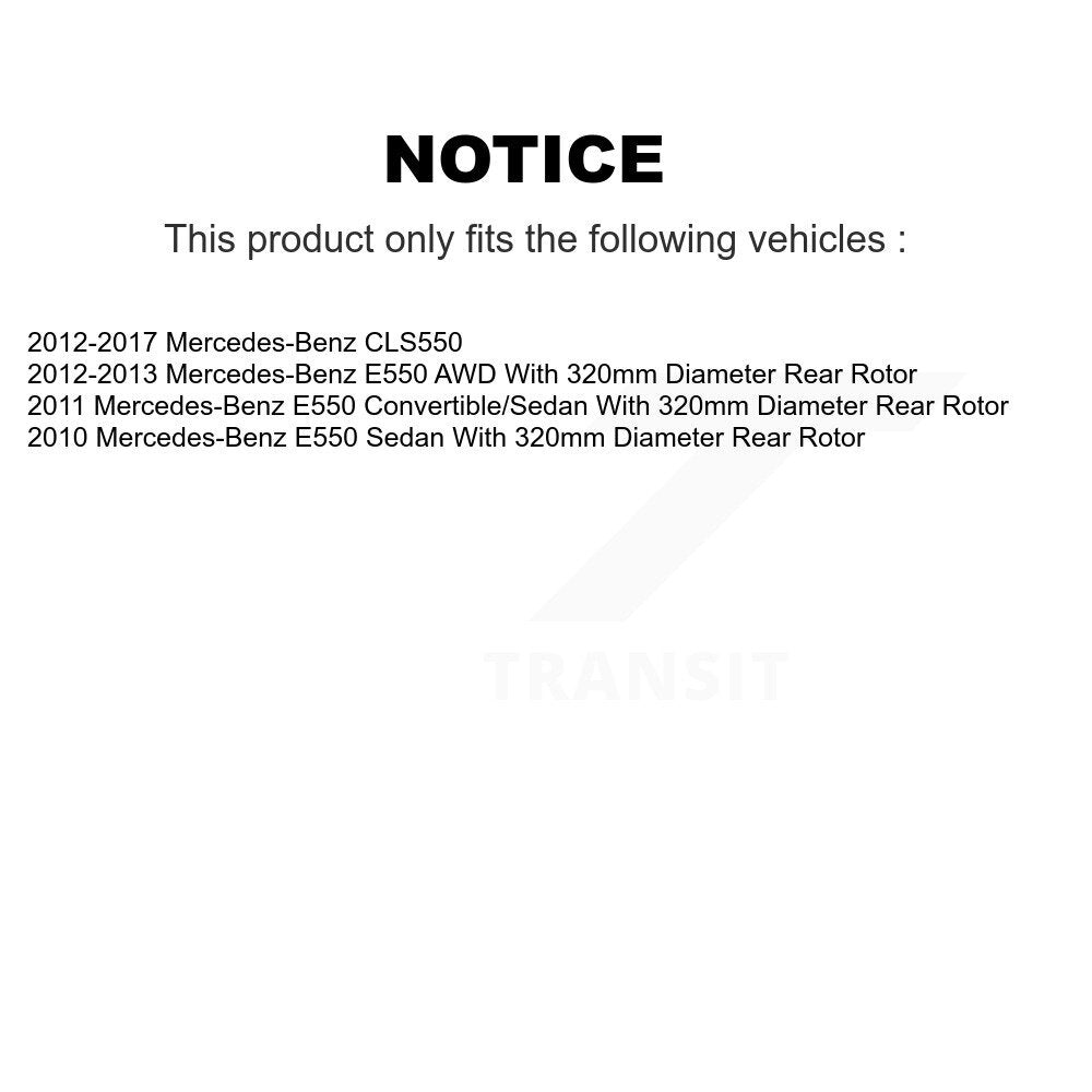 Kit de rotors de frein à disque arrière et plaquettes en céramique pour Mercedes-Benz E550 CLS550