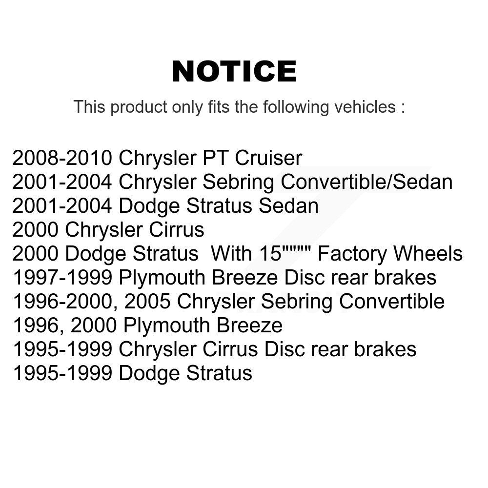 Rotors de frein arrière et Kit de plaquettes en céramique pour Chrysler Sebring PT Cruiser Cirrus Dodg