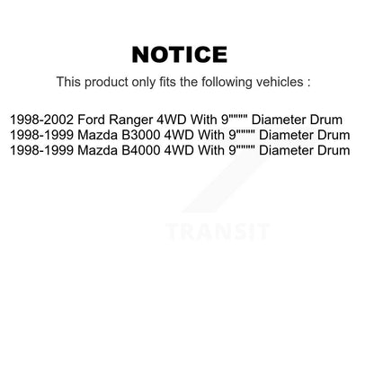 Rotors de frein avant et arrière, Kit de tampons et de tambour en céramique (7 pièces) pour Ford Ranger Mazda B400