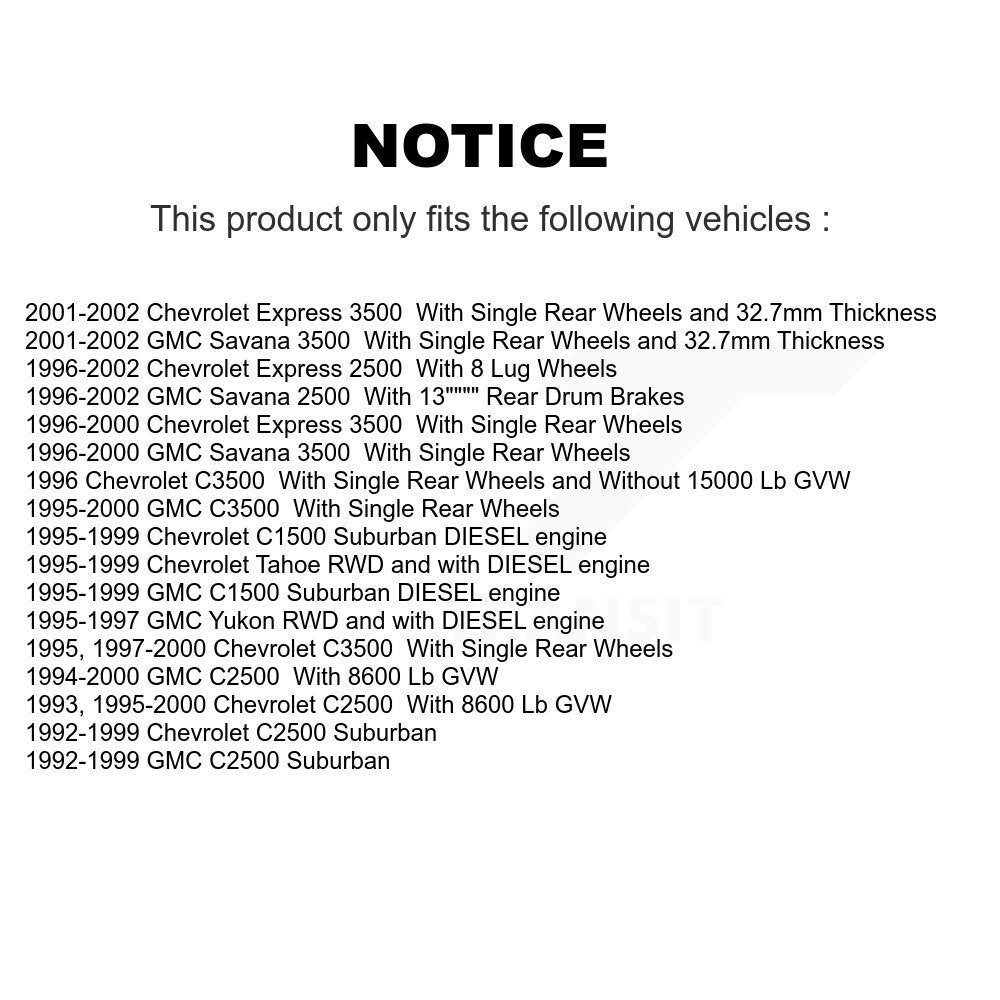 Kit de plaquettes en céramique de moyeu de Rotor de frein avant, pour Chevrolet GMC C2500 Express 3500 Taho