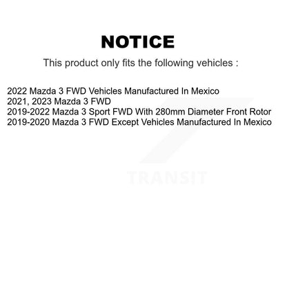 Kit de rotors de frein à disque avant et arrière et plaquettes en céramique pour Mazda 3 Sport FWD