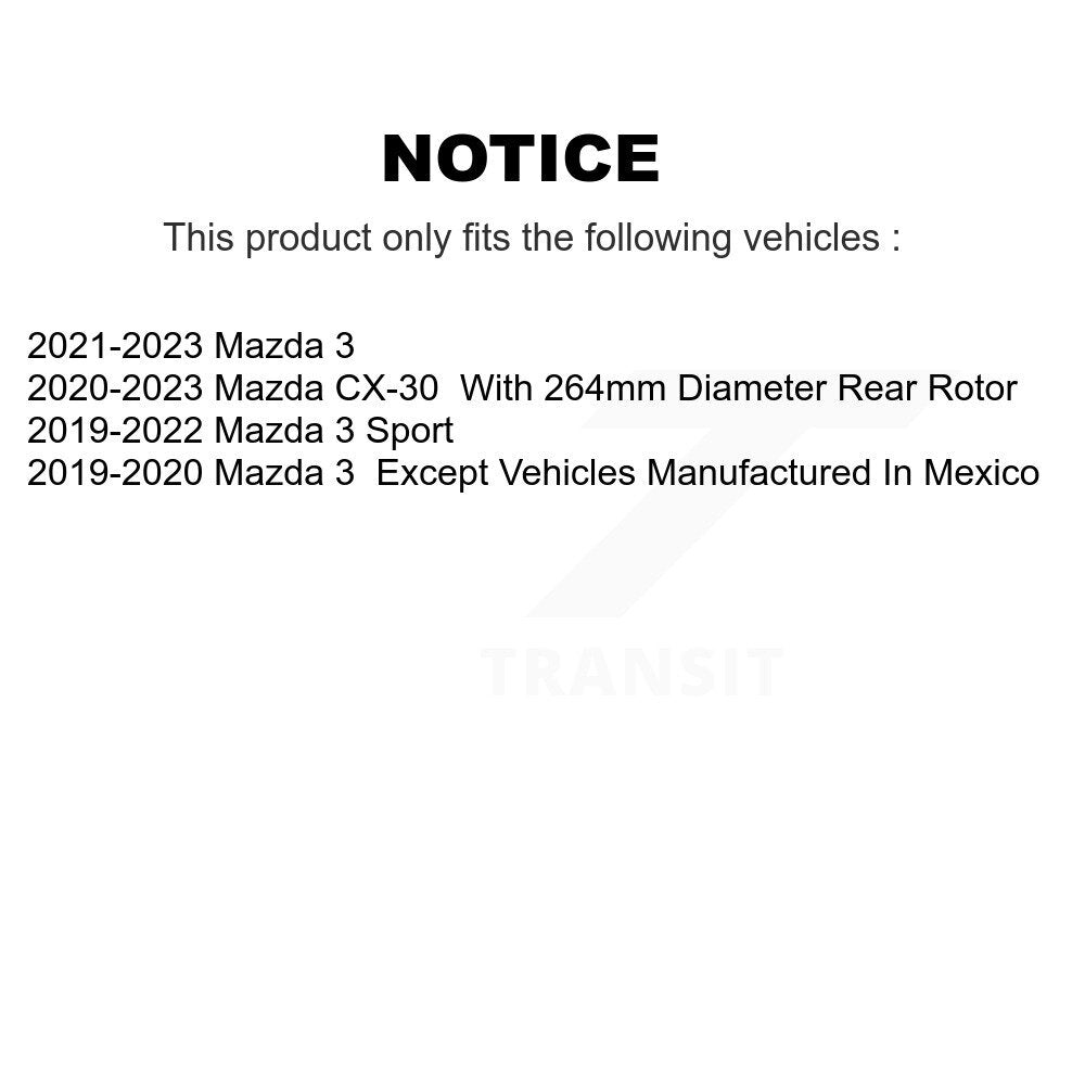 Kit de disques de frein à disque arrière et plaquettes en céramique pour Mazda 3 CX-30 Sport K8C-103124