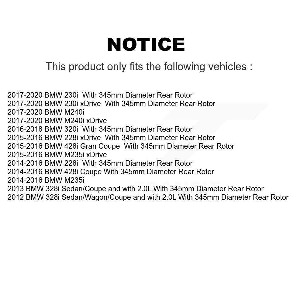 Kit de plaquettes en céramique et de chaussures de stationnement, Rotors à disque arrière, pour BMW 230i xDrive 228i 328i