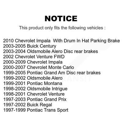 Kit de chaussures de stationnement avec plaquettes en céramique, Rotors à disque arrière, pour Chevrolet Impala Pontiac Am