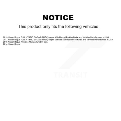 Kit de quincaillerie pour chaussures de frein de stationnement, Rotors à disque arrière, plaquettes en céramique, pour Nissan Rogue