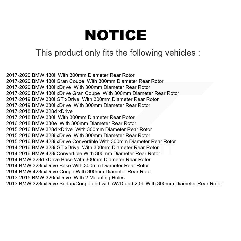 Kit de quincaillerie pour chaussures de stationnement, Rotors à disque arrière, tampons en céramique, pour BMW 328i xDrive GT