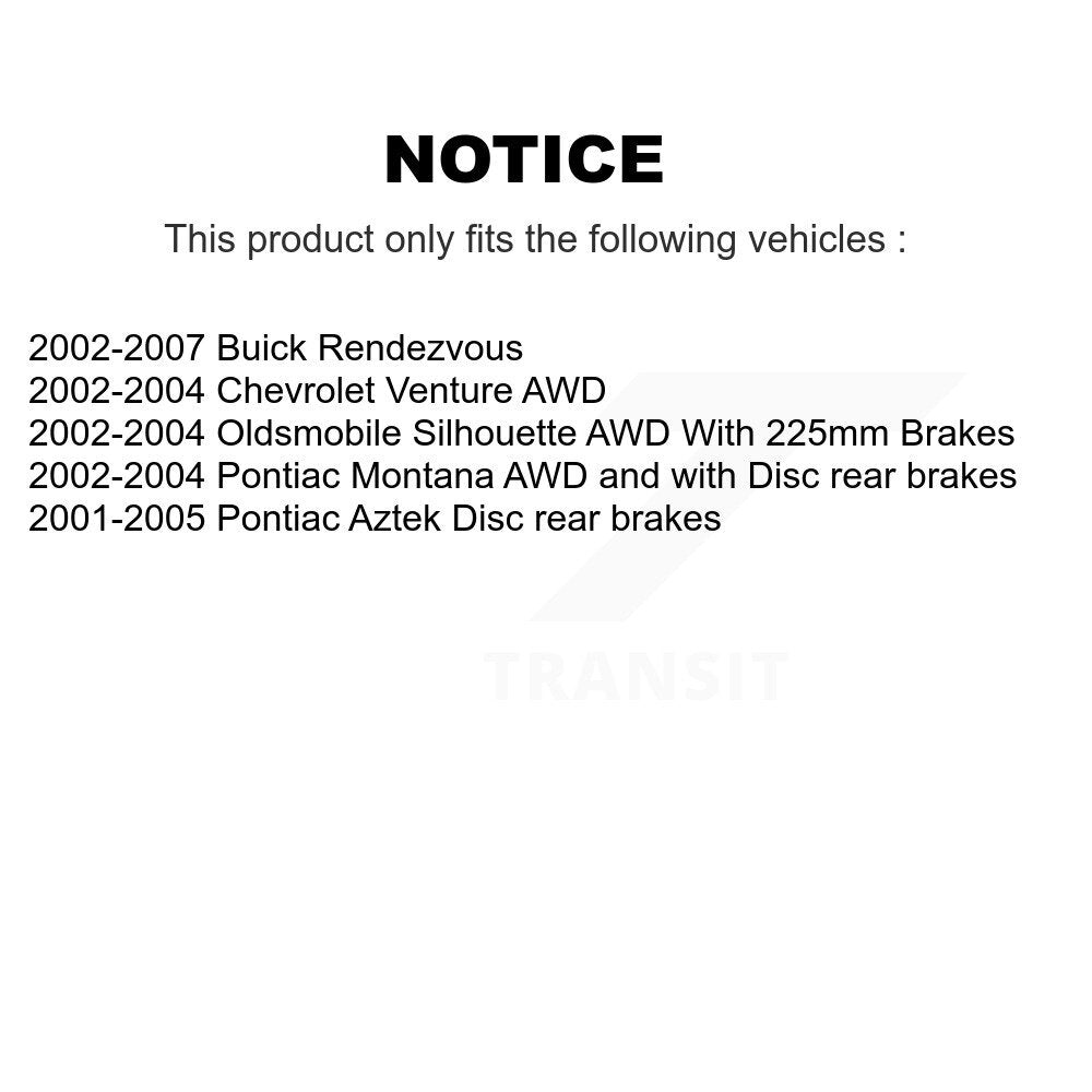 Kit de chaussures de stationnement et de quincaillerie pour Buick Rendezvous, Rotors à disque arrière, coussinets en céramique
