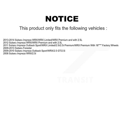 Kit de chaussures de stationnement et de quincaillerie, Rotors à disque arrière, tampons en céramique, pour Subaru Impreza