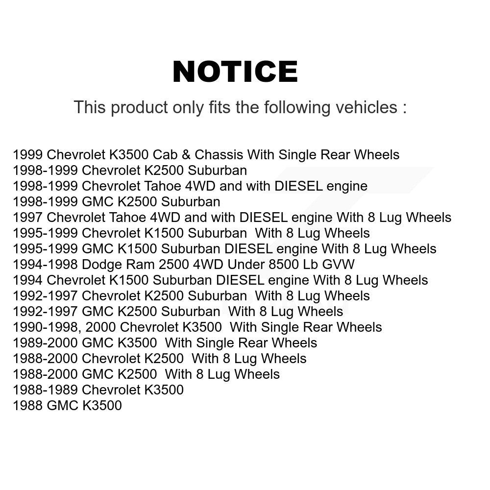 Kit de rotor de frein avant et de plaquettes semi-métalliques pour K2500 Chevrolet GMC Dodge Ram 250