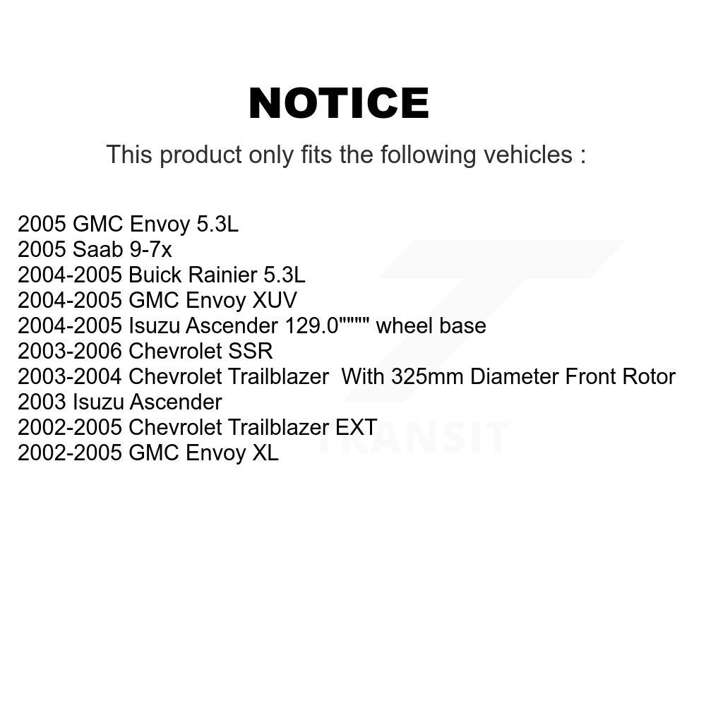 Kit de rotor de frein avant et de plaquettes semi-métalliques pour Chevrolet GMC Trailblazer Envoy X