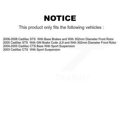 Kit de disques de frein à disque avant et plaquettes semi-métalliques pour Cadillac CTS STS