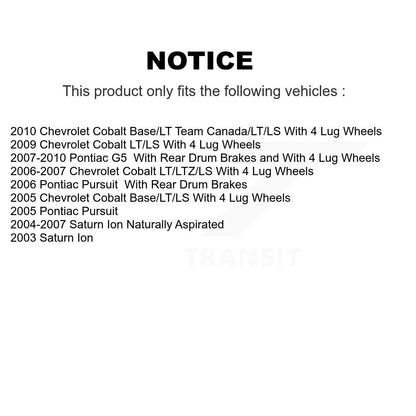 Kit de rotor de frein avant et de plaquettes semi-métalliques pour Chevrolet Cobalt Pontiac G5 Satur