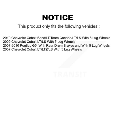 Kit de rotor de frein à disque avant et de plaquettes semi-métalliques pour Chevrolet Cobalt Pontiac G