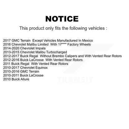Kit de plaquettes de frein semi-métalliques pour Rotors de frein avant, pour Chevrolet Equinox GMC Terrain Buic