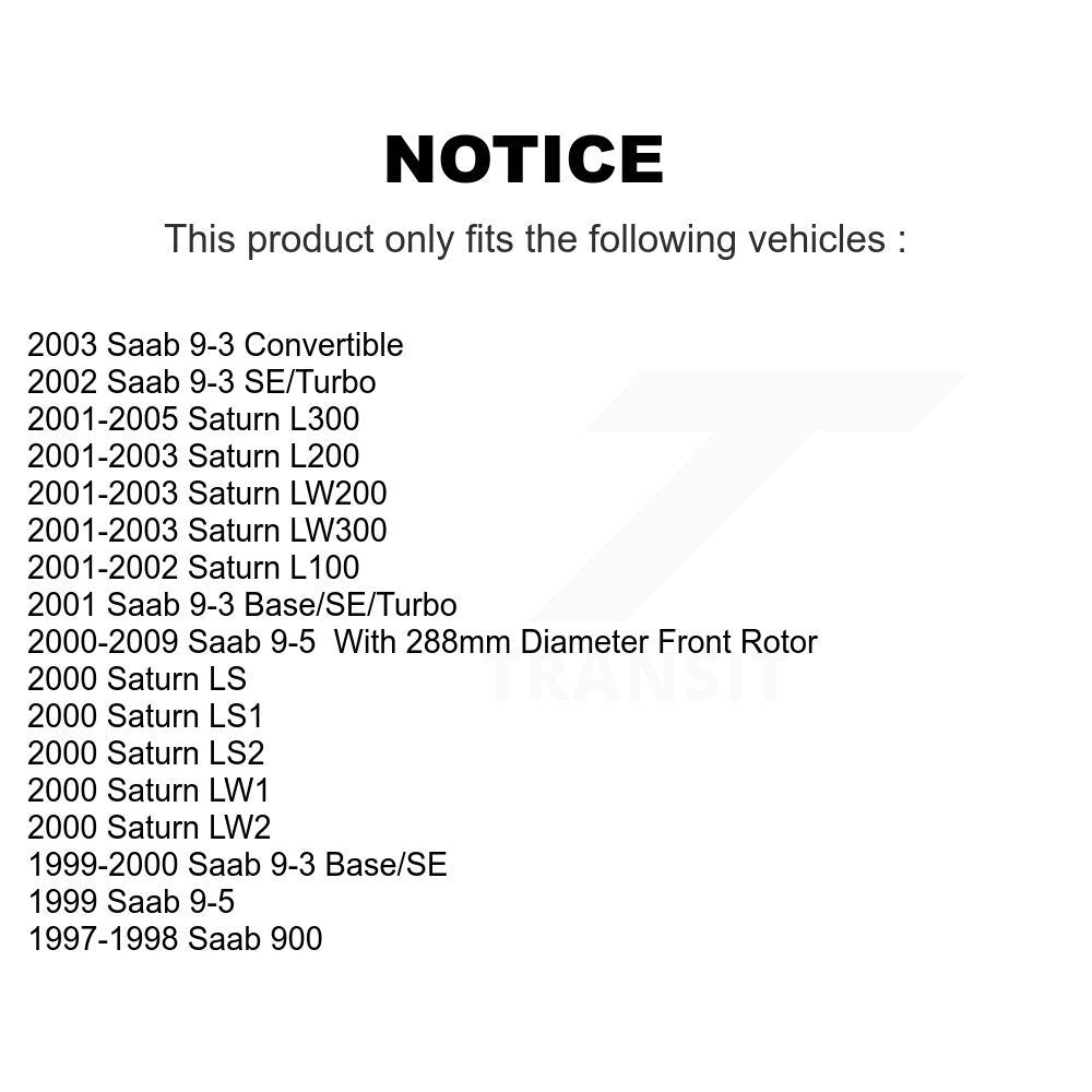 Kit de rotor de frein avant et de plaquettes semi-métalliques pour Saab 9-5 Saturn 9-3 L200 L300 L10