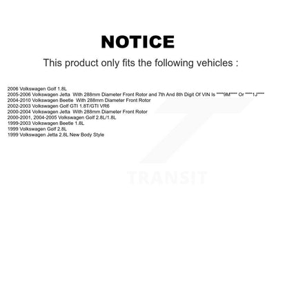 Rotors de frein à disque avant et Kit de plaquettes semi-métalliques pour Volkswagen Jetta Golf Beetl