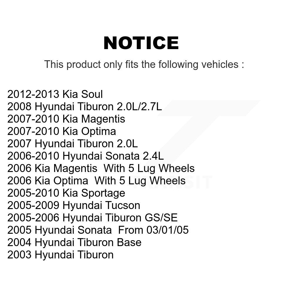 Kit de plaquettes de frein semi-métalliques, Rotors de frein avant, pour Hyundai Kia Sonata Tucson Sou