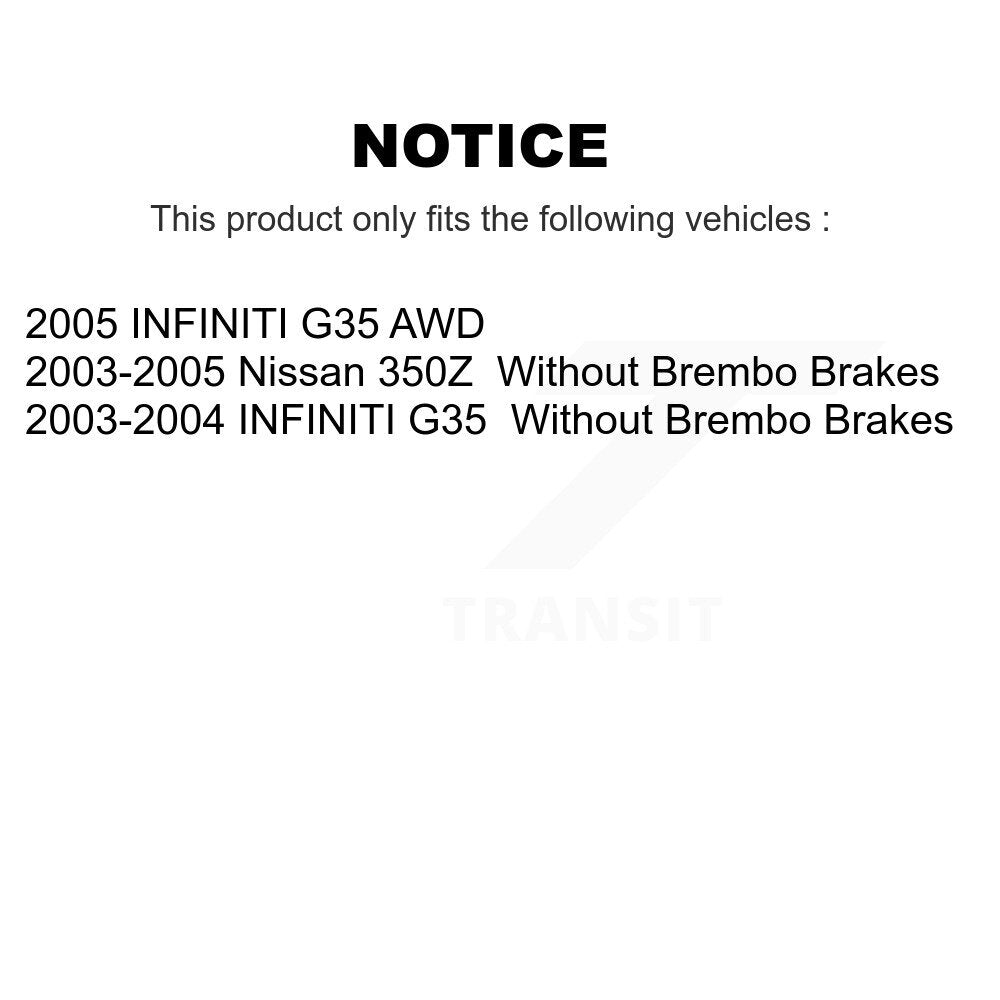 Kit de disques de frein à disque avant et plaquettes semi-métalliques pour INFINITI G35 Nissan 350Z
