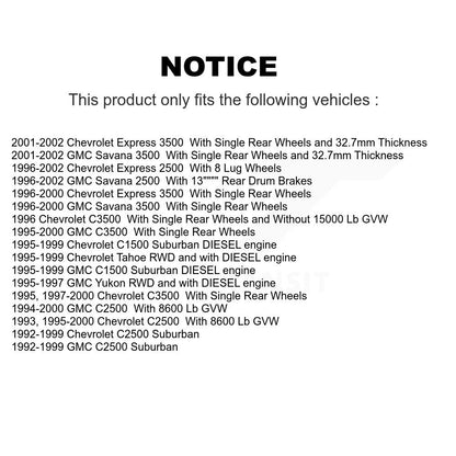 Kit de plaquettes semi-métalliques de moyeu de Rotor de frein avant, pour Chevrolet GMC C2500 Express 350