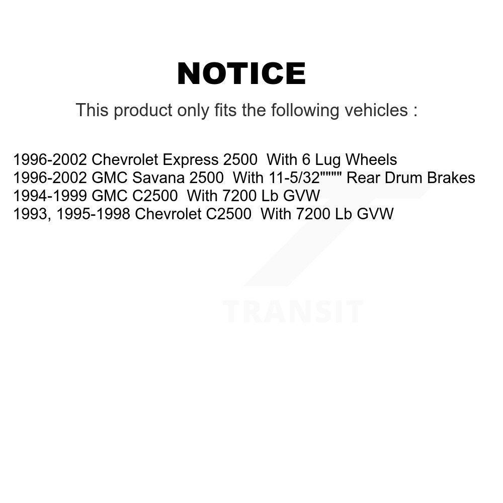 Kit de plaquettes semi-métalliques de moyeu de Rotor de frein avant, pour C2500 Chevrolet GMC Express 250