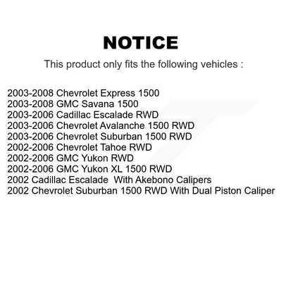 Kit de plaquettes semi-métalliques de Rotor de frein avant et arrière, pour Chevrolet Avalanche 1500 GMC X