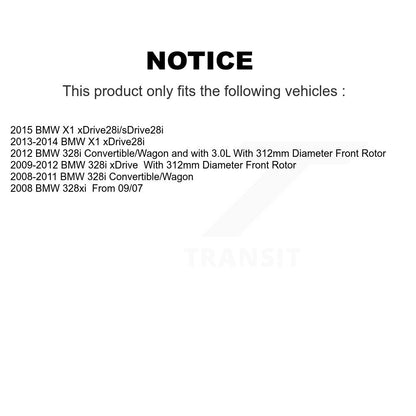 Rotor de frein à disque avant et arrière et Kit de plaquettes semi-métalliques pour BMW 328i xDrive X1 328x